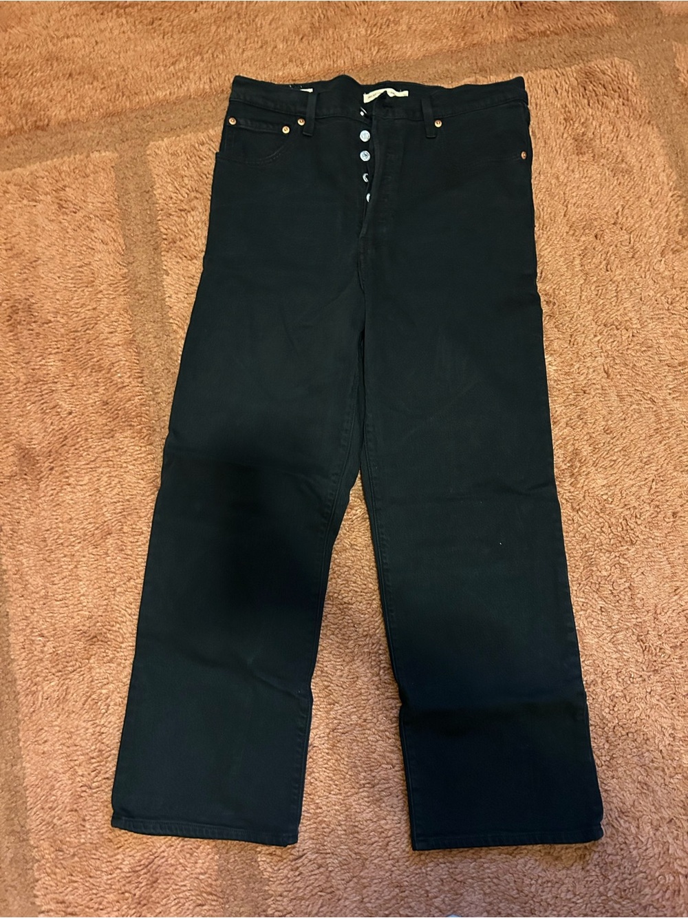 Levi's Black Straight-Leg Jeans with Button Fly